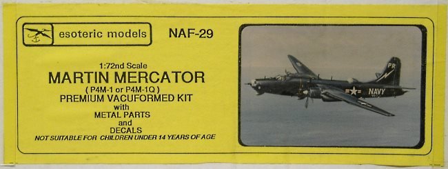 Esoteric 1/72 Martin Mercator P4M-1 or P4M-1Q - US Navy VP-21 or VQ-1, NAF-29 plastic model kit